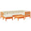  7 Piece Patio Sofa Set With Cushions Wax Brown Solid Wood Pine