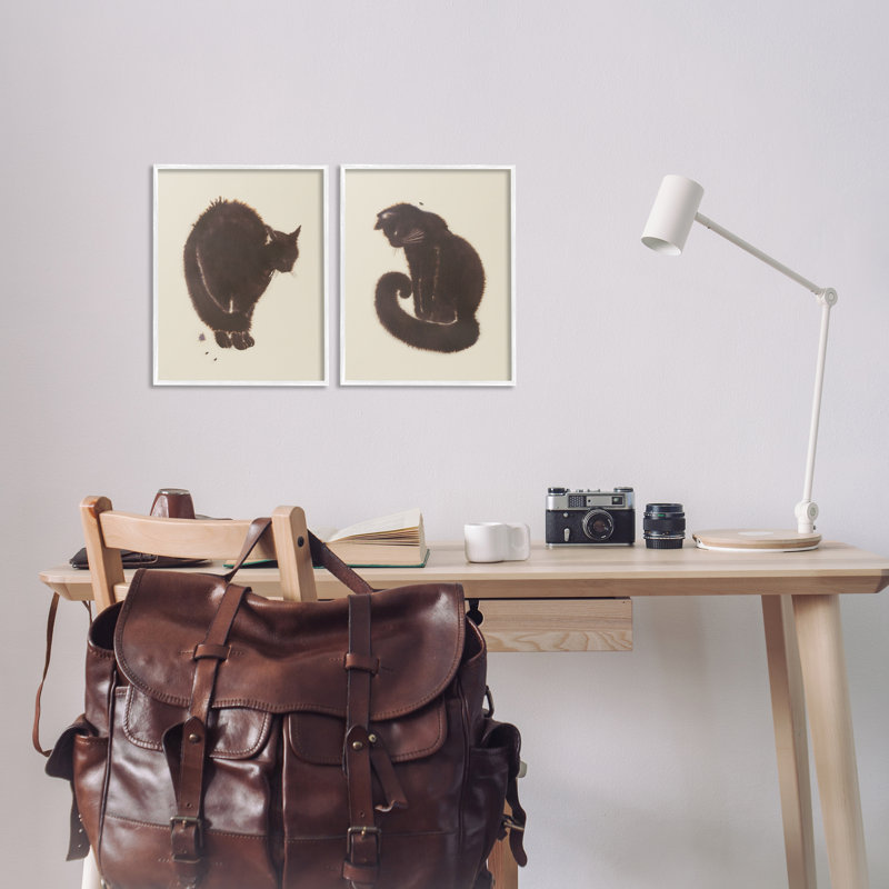  «Simple Cats on Beige», ensemble de 2 giclées par Grace Popp, H 14 po x l 11 po