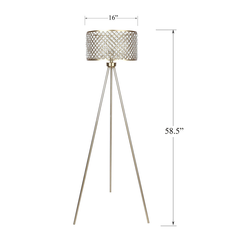 Zenobia 58.5'' Tripod Floor Lamp, Gold Plated