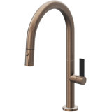 Pull-Down Kitchen Faucet With Button Sprayer - Low Arc Spout