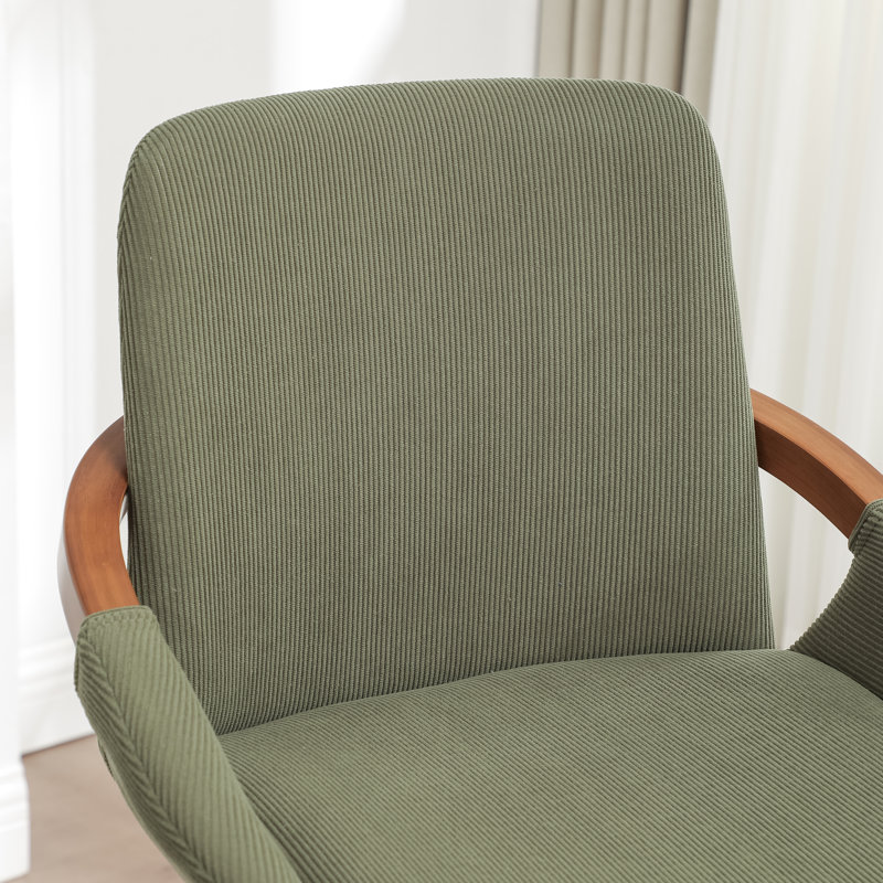 Benno 3-Piece Swivel Upholstered Counter Stool Set, Counter Stool (25” Seat Height), Green/Corduroy