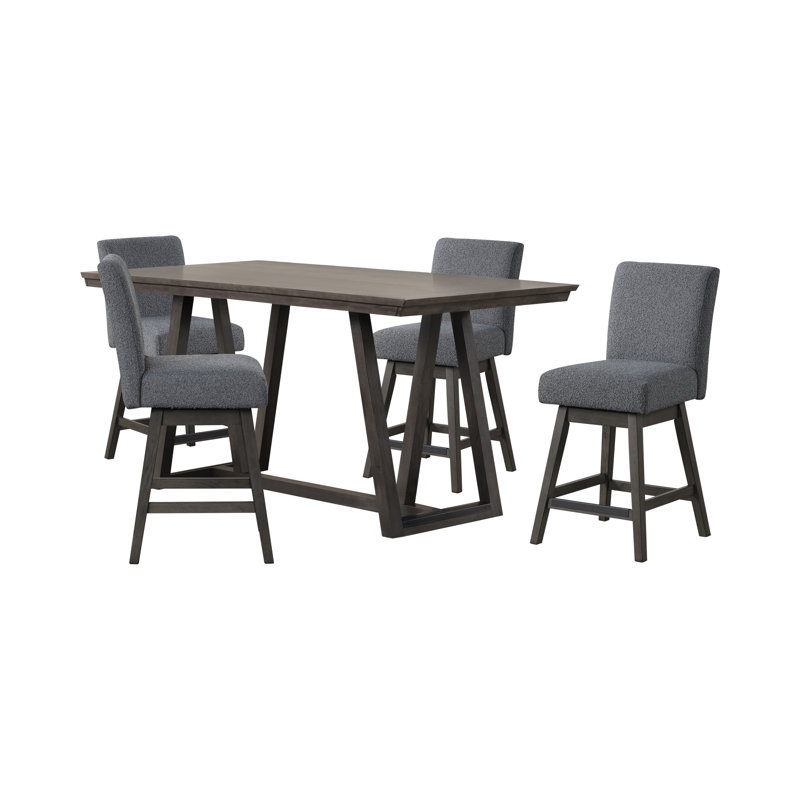 Table de comptoir Pendergrass et chaises de comptoir pivotantes, Gris, 5 pièces: table, 4 chaises