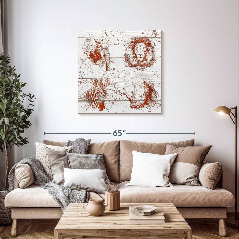 Brampt rouge, animaux du safari, H 36 po x l 36 po