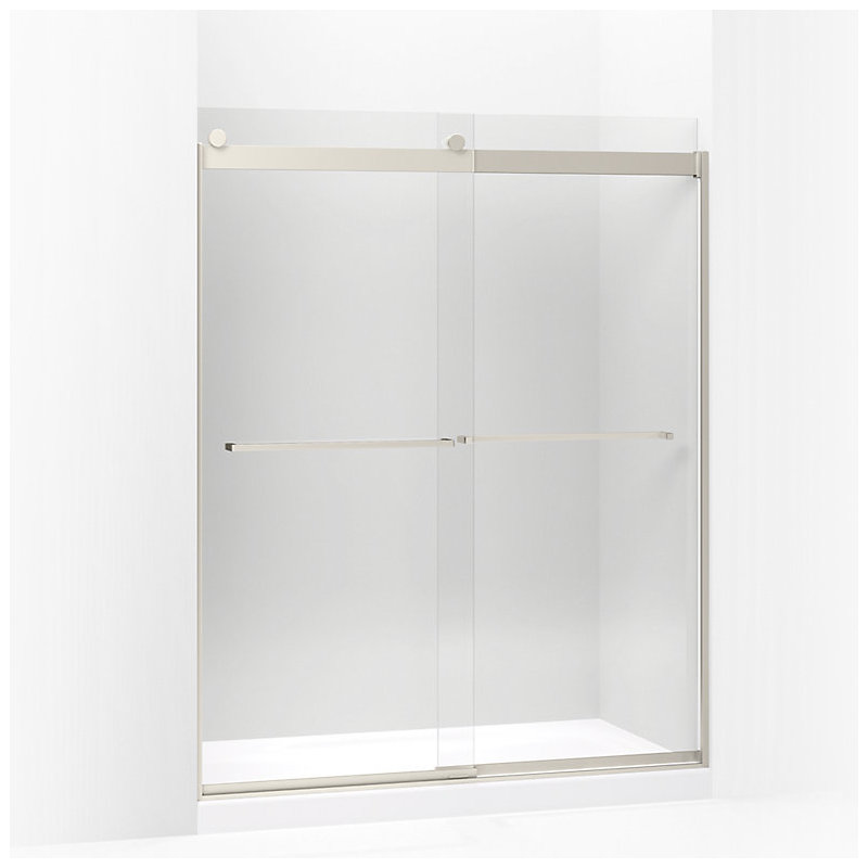 Levity 59.63'' x 74'' Double Sliding Shower Door with CleanCoat Technology, Brushed Nickel
