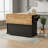 Black Kitchen Island With Rubber Wood Folding Countertop And Embossed Texture. Equipped With 4 Wheels, 4 Doors And 3 Drawers, With Ample Storage Space, Suitable For Kitchens And Dining Rooms.-1796742901