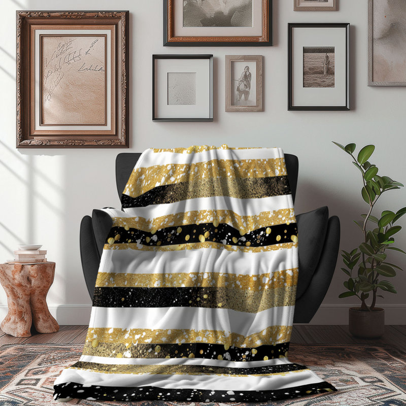Gold Celebration - couverture en sherpa de qualité supérieure 1 pièce, L 50 po x L 60 po