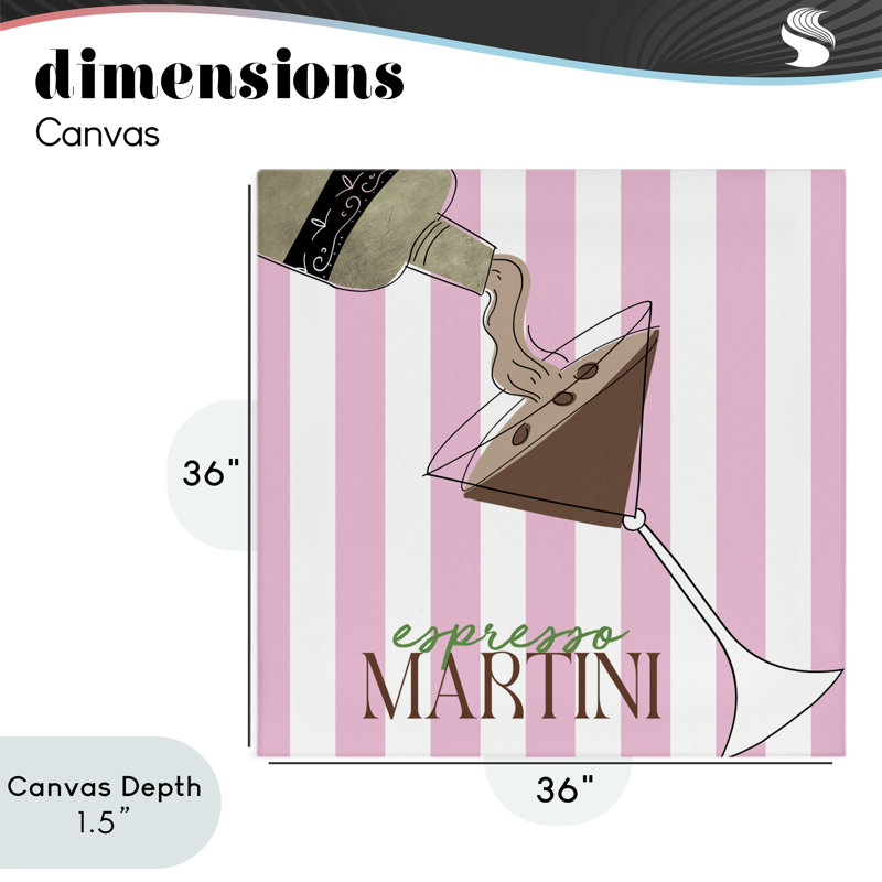 Toile Espresso Martini à rayures roses, design par Deidre Mosher, H 36 po x l 36 po