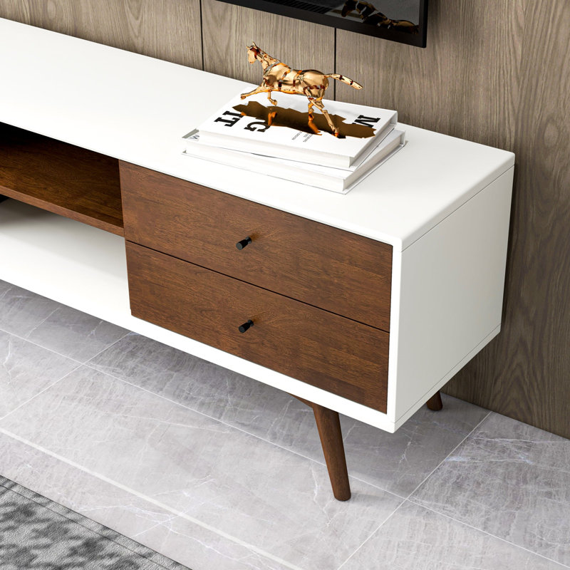 Caroline Walnut White TV Stand Up To 72" for Living Room Decor  On-Site RR