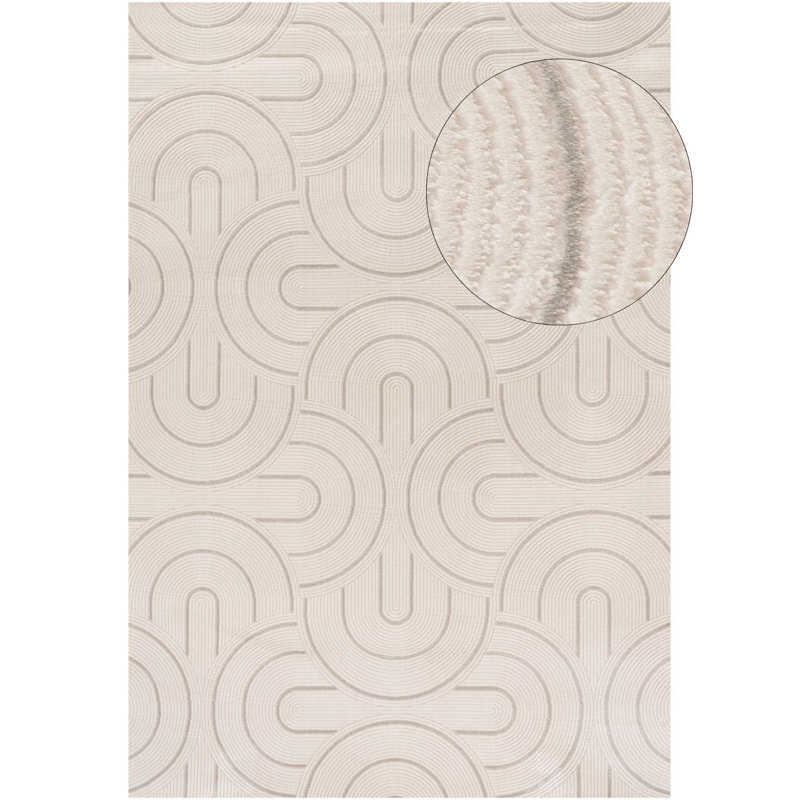 Carmel Modern Arc Cream/Grey Area Rug, Rectangle 160 x 230 cm