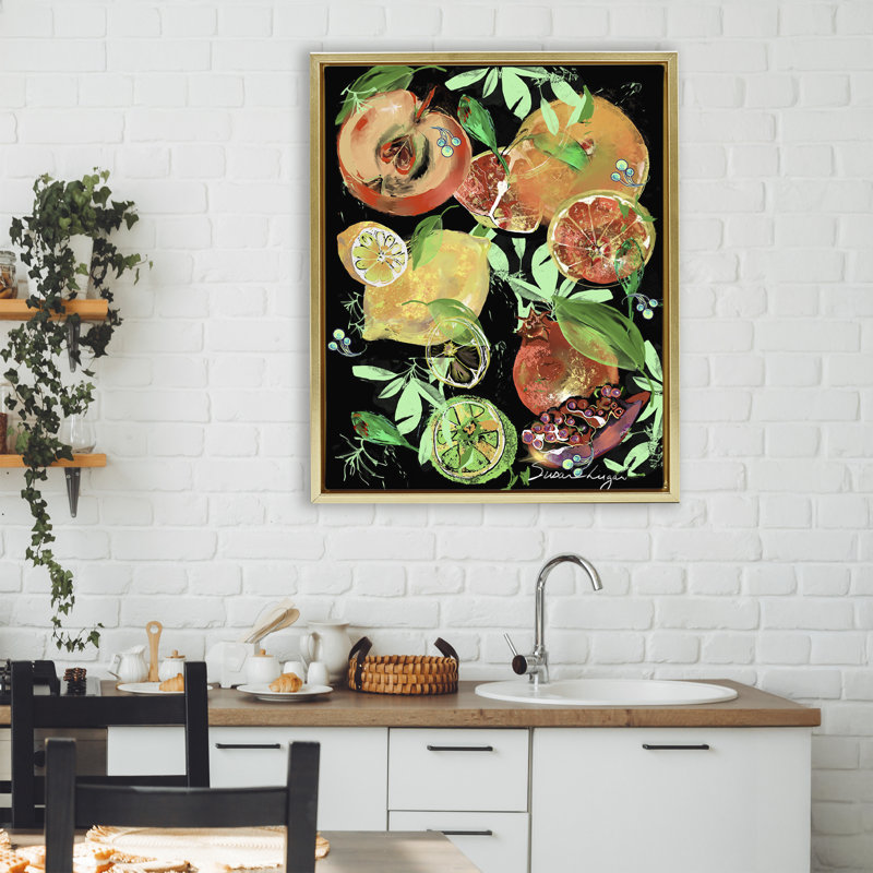 Cadre flottant Fruit Medley Combo, design par Susan Lugar, H 31 po x l 25 po, Cadre flottant métallique doré