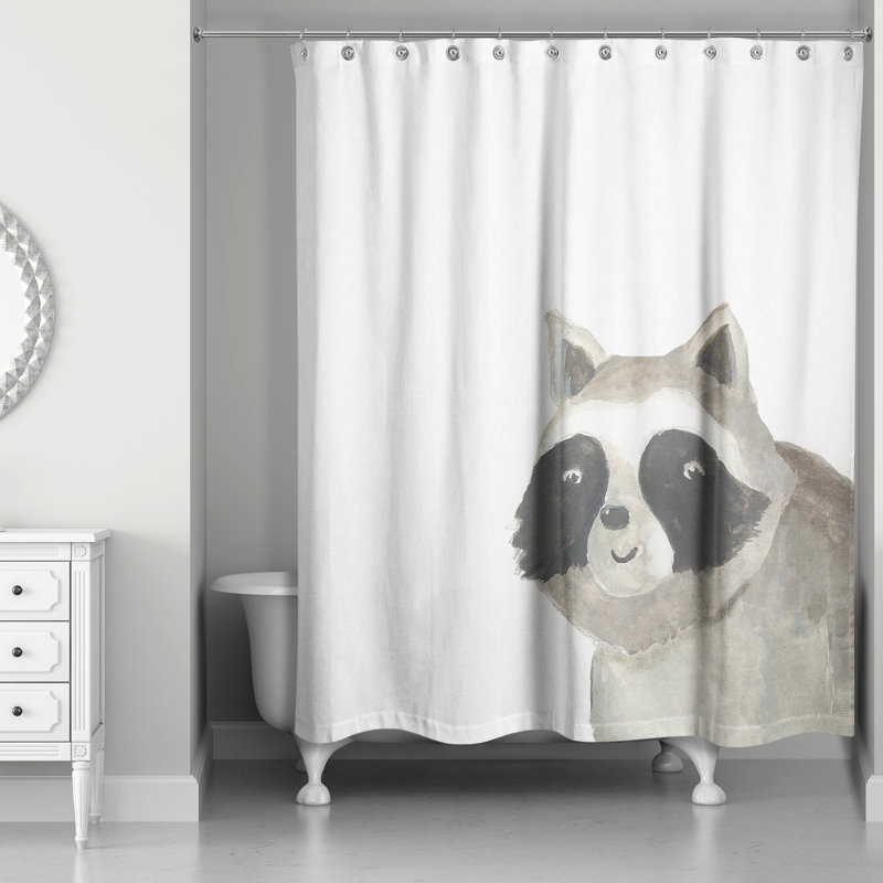 Rideau de douche Hello Raccoon
