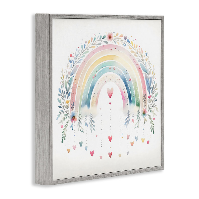 Arc-en-ciel avec cœurs suspendus, estampe numérique, design by Creative Studio, H 17 po x l 17 po