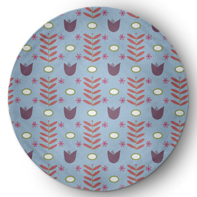 Tapis intérieur / extérieur tissé à la machine Floral en chenille bleu / mauve