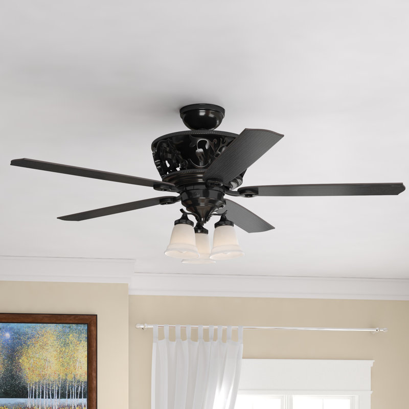 54" Promenade 5 - Blade ENERGY STAR Ceiling Fan with Remote Control and LED Light Included, Gloss Black
