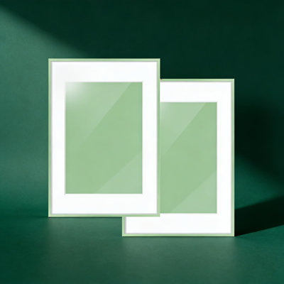 Sage Green Metal Picture Frame Set Of 2, 16X24 Inch With 12X18 White Mat And Tempered Glass, Modern Wall Art Frame Includes Hanging Kit, High-End Gallery Style