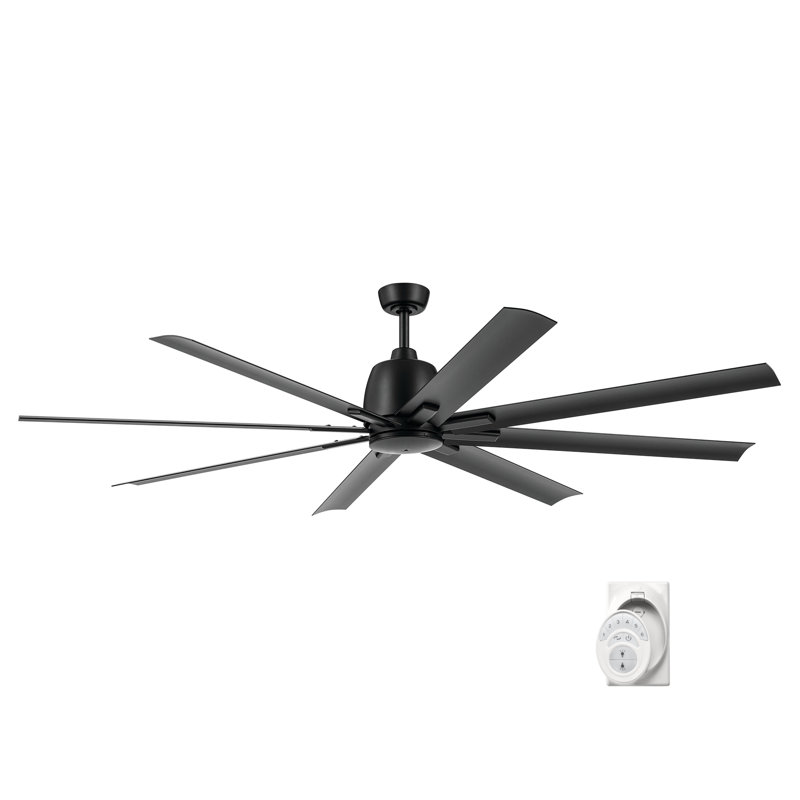 Kichler Breda 84-inch 8-Blade Ceiling Fan in Satin Black with Satin Black Blades, 84", Satin Black