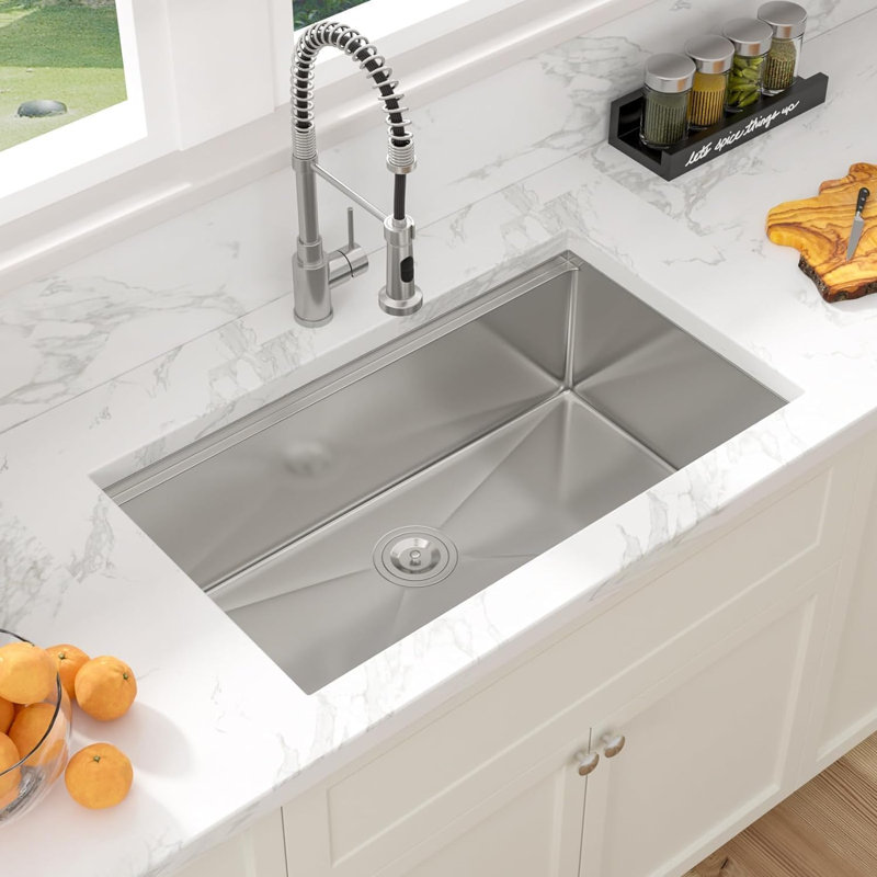 33" L x 19" W Undermount Kitchen Sink Single Bowl SUS304 Stainless Steel Sink with Ledge Workstation and Accessories
