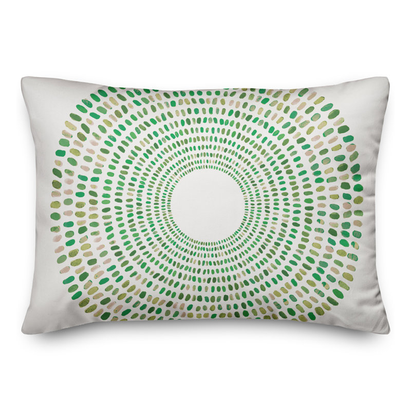 Geometric Outdoor Reversible Throw Pillow, Green