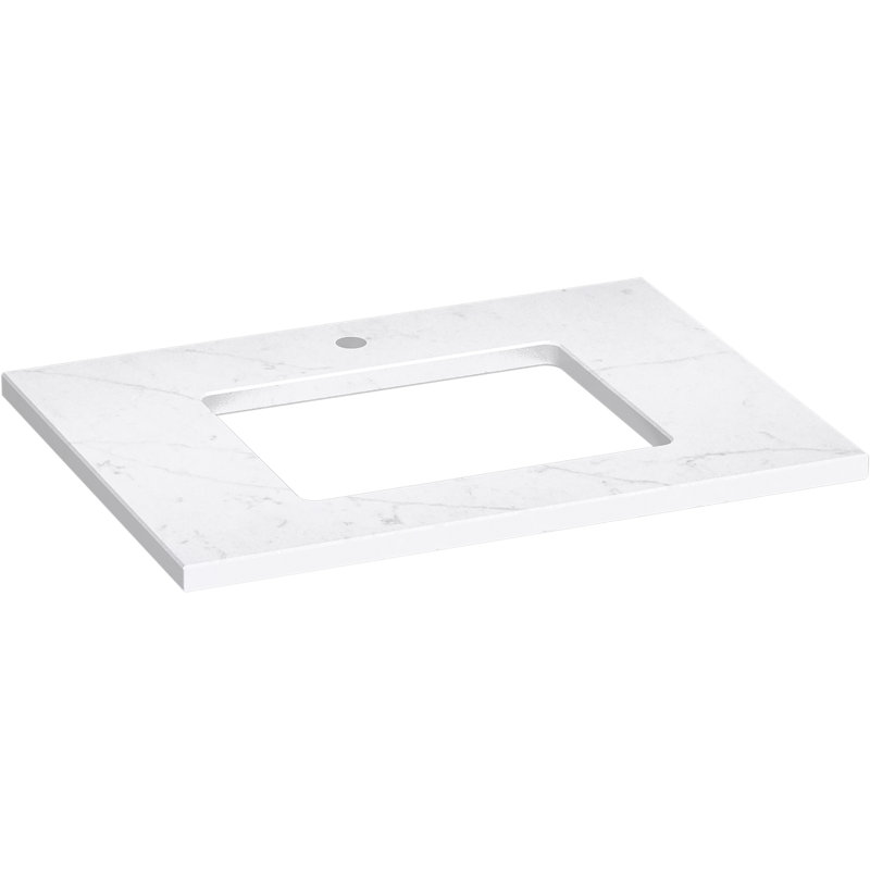 Silestone Quartz 31-In Vanity Top With Rectangle Cutout, Eternal Statuario