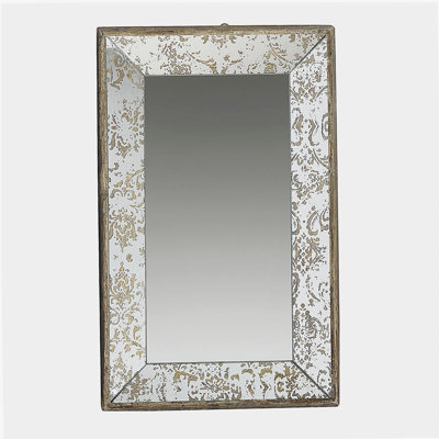 20" x 12" antique silver rectangular mirror, with floral decoration, mirror display tray, hanging wall mirror