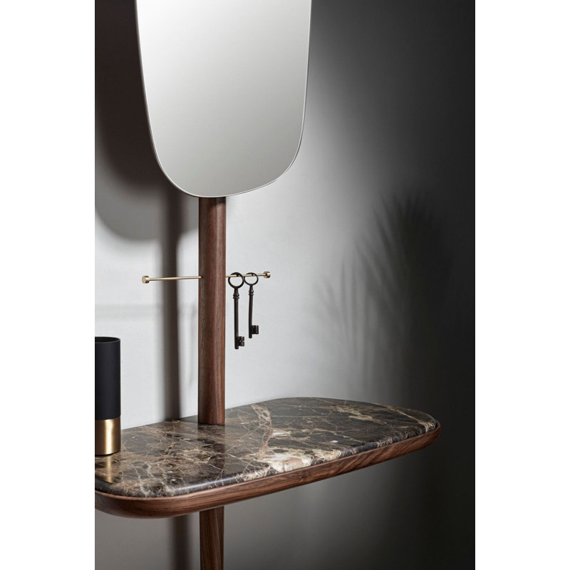 Recibidor Solid Wood Vanity with Mirror, Walnut