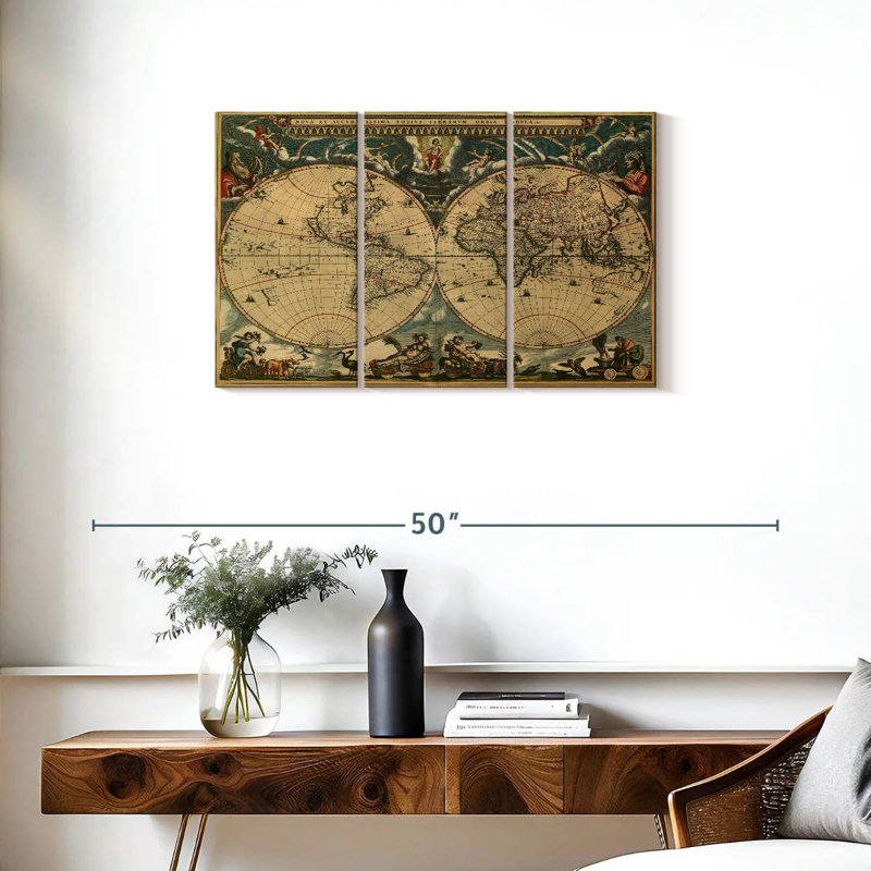 Aliaz 1600s World Map, 20" H x 33" W