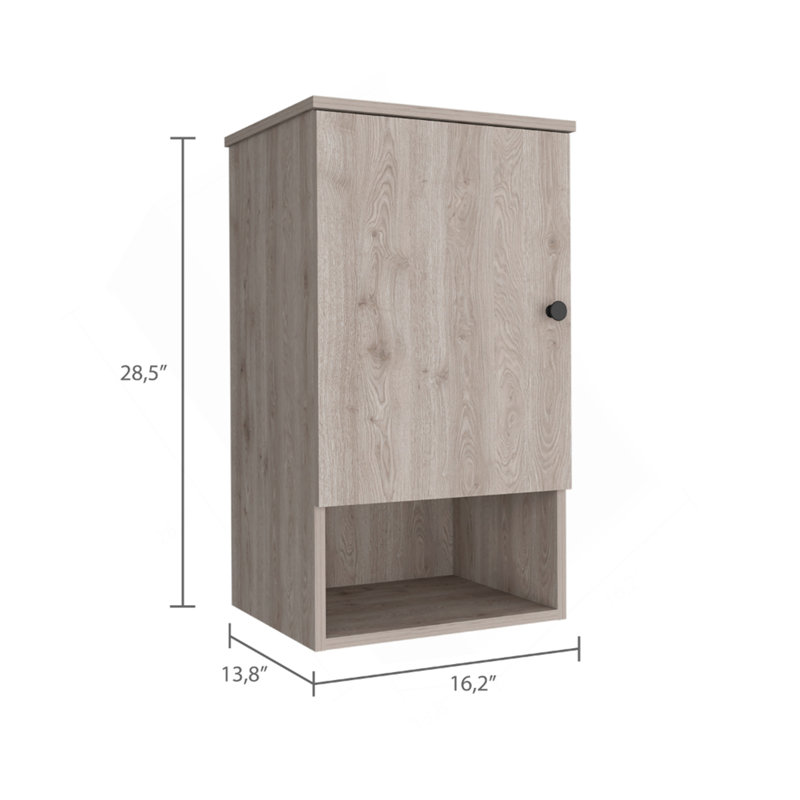 Armoire à pharmacie St. Angelo, deux tablettes internes, une porte, une tablette, Gris