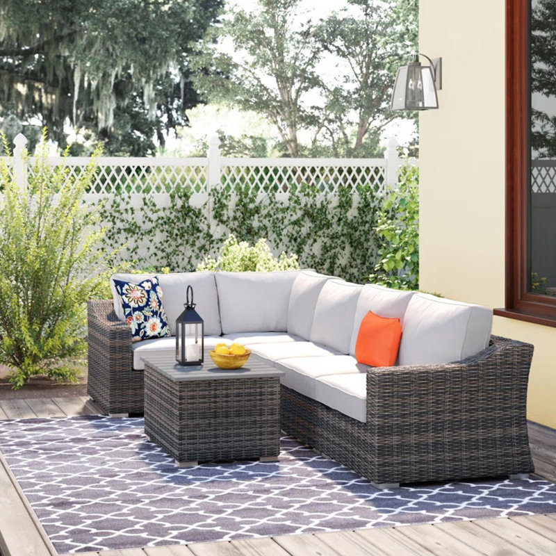 Ensemble de conversation de jardin extérieur pour 4 personnes - résine tressée, aucun assemblage requis