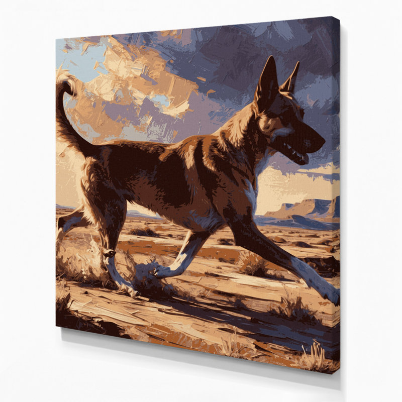 «Dogs Canaan Dog», art mural sur toile brune, H 32 po x l 32 po
