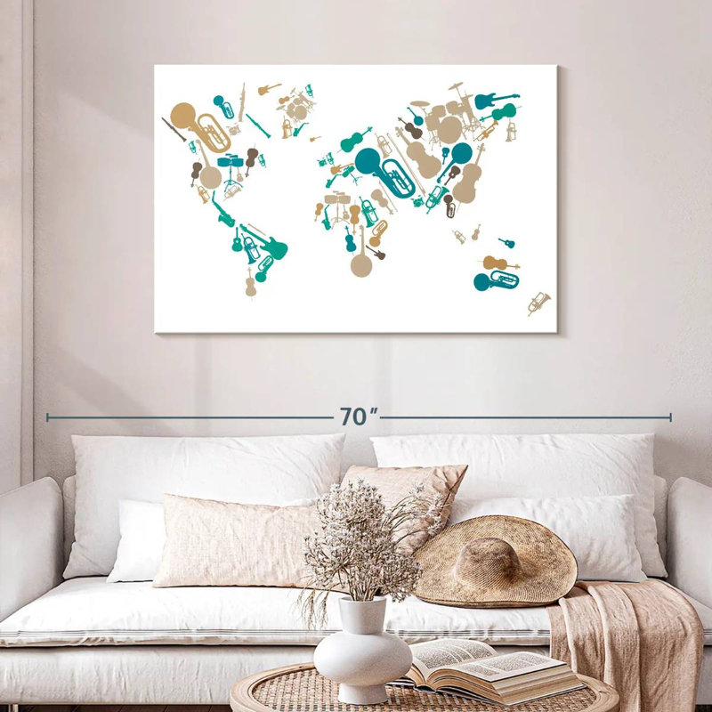 Abarca Musical World Map, 30" H x 45" W