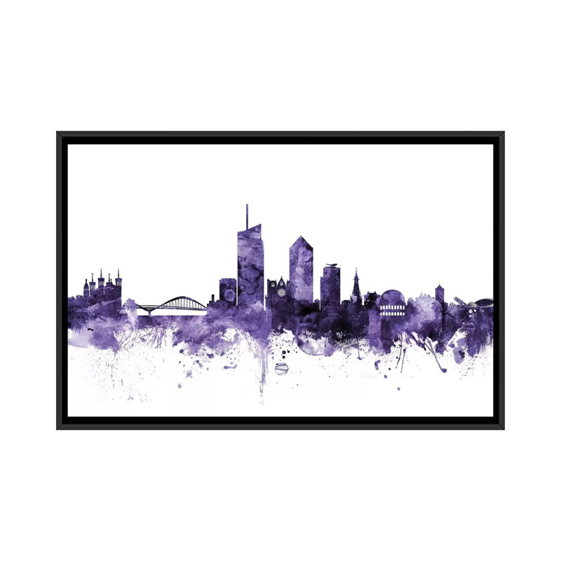 «Lyon, France Skyline» par Michael Tompsett, impression sur toile tendue, H 40 po x l 60 po x P 1,5 po, Toile avec cadre noir