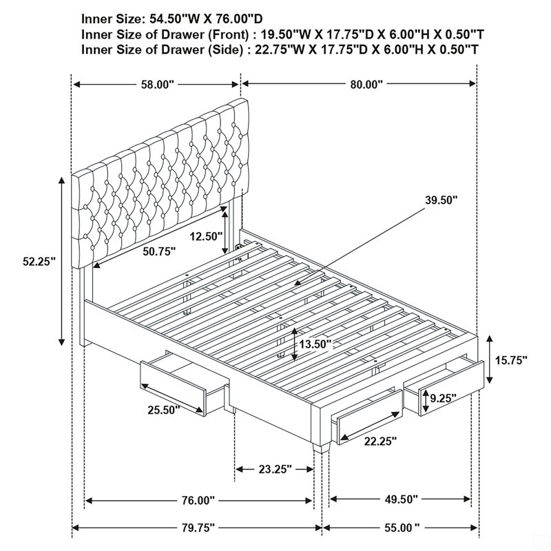 Upholstered Storage Panel Bed, Full