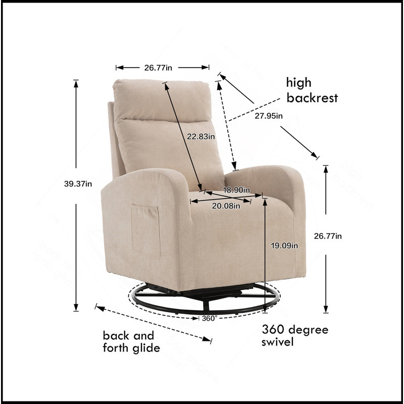 Fauteuil oscillant pivotant rembourré. Chaise à bascule pour chambre d'enfant en beige. Un sac gauche de style moderne.