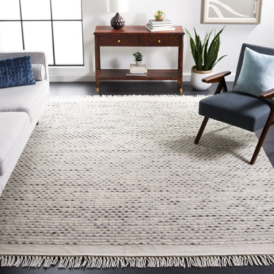 Scharff Striped Handmade Hand-Loomed Area Rug in Ivory