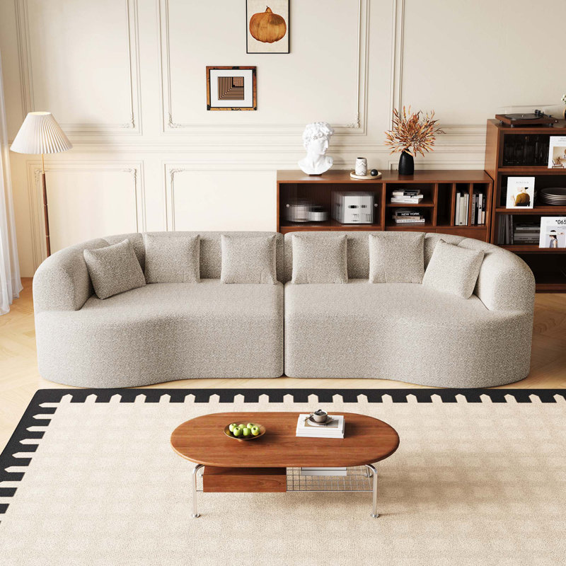 Canapé surdimensionné sans os moderne 106,3 pouces avec 6 coussins, Chenille kaki clair