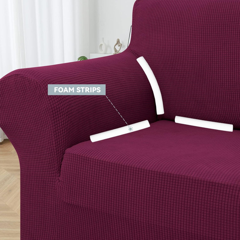 Housse pour canapé à coussins en T, Polyester vin, H 40 po x l 110 po x P 40 po