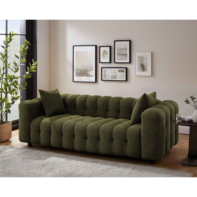 Lavance 227.1Cm Rolled Arms Chesterfield Sofa, Olive