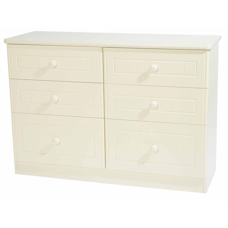 Fully Assembled Saxena 6 Drawer 112Cm W Chest, Cream
