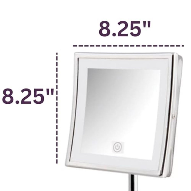 Orren Ellis 98E47A5096614F2D987E456B59C38FA3 8.5" X 8.5" LED Lighted Table Top Mirror, Chrome