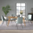 Larissa Mid-Century Modern Tapered Dining Set - Finish, Chenille Fabric, 63" Dining Table And 4 Chairs
