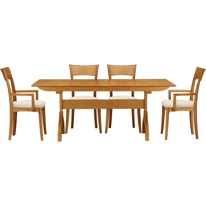 Sarah 5 - Piece Dining Set, Coffee Leather, Natural Cherry