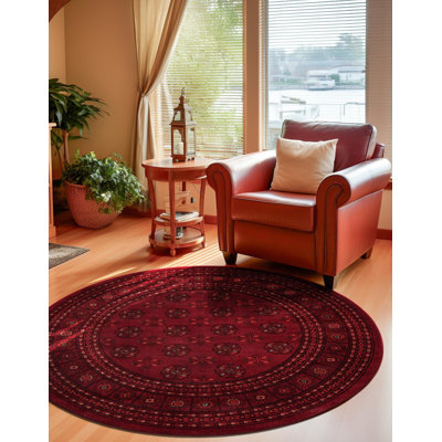 Amro Geometric Area Rug in Red