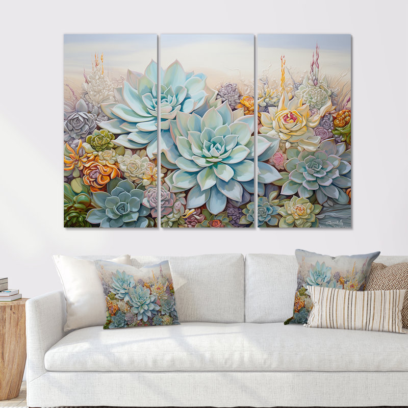 Fleurs douces et plantes grasses - Florescence II, H 40 po x l 60 po x P 1 po