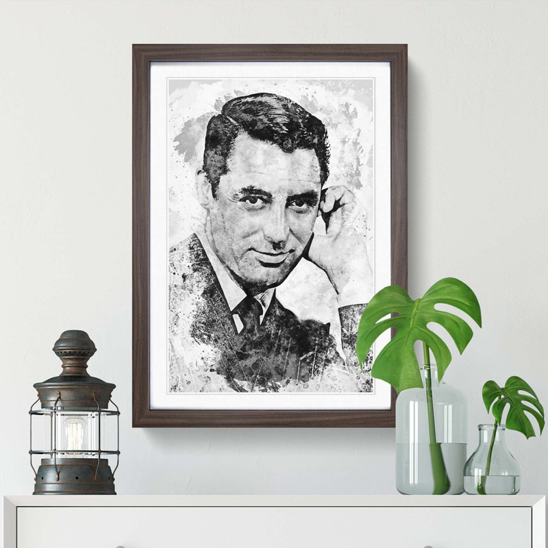 Cary Grant in Abstract - Picture Frame Graphic Art Print, Walnut Framed, 36cm H x 27cm W x 2cm D