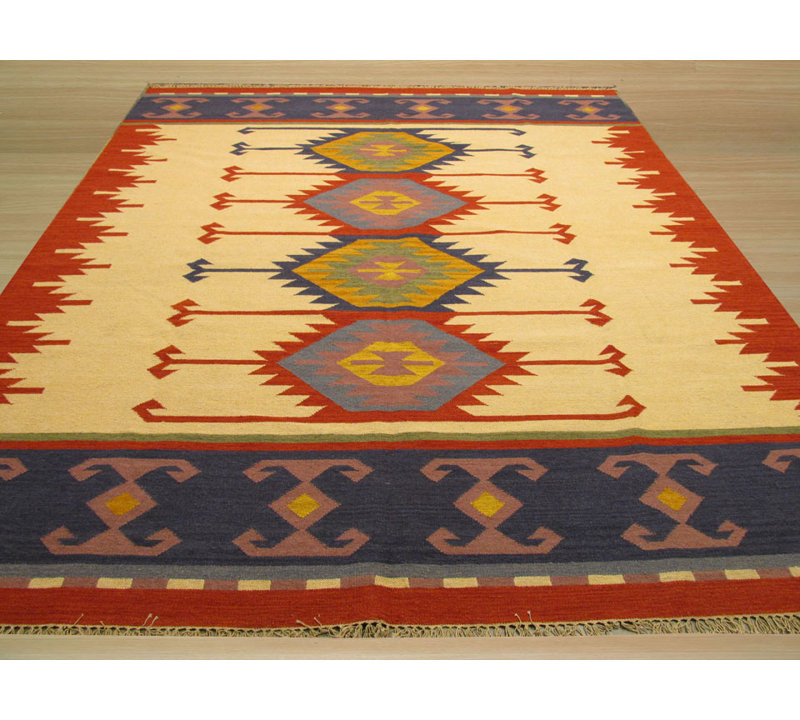 Tapis géométrique Keysari Kilim, Rectangle 8 pi 4 po x 10 pi