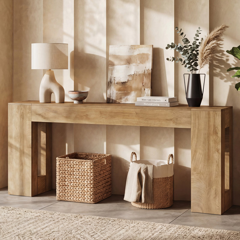 78.74" Extra Long Console Table for Entryway, Light Brown