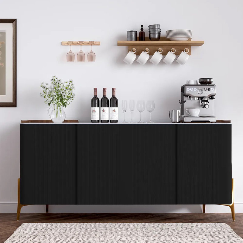 Buffet avec crédence 57 po Modern Luxury Luxury, Noir