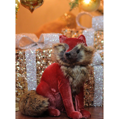 10" Nature's Luxury Rust Orange and Brown Fuzzy Fox Christmas Decoration