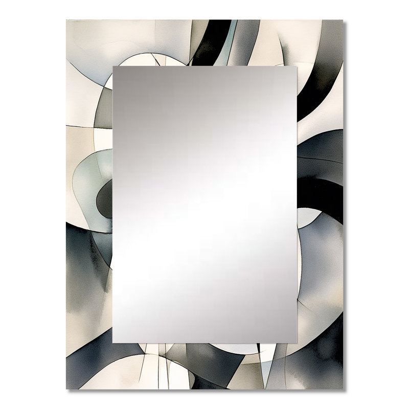 Abstrait abstrait neutre X III - miroir géométrique, miroir mural moderne unique, art imprimé en métal, 32 po x 24 po