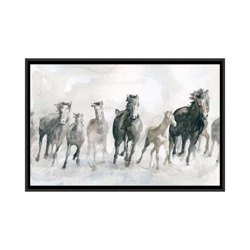 «Run Wild» par Carol Robinson - reproduction, H 40 po x l 60 po x 1,5 po, Toile avec cadre noir, Pas de tapis